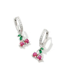 KENDRA SCOTT- Cherry Rhodium Huggie Earrings in Berry Opal