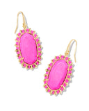 KENDRA SCOTT- Dani Gold Color Burst Frame Drop Earrings in Neon Pink