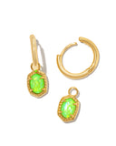 KENDRA SCOTT- Daphne Framed Huggie Earrings Gold Bright Green Opal