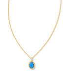 KENDRA SCOTT- Daphne Framed Pendant Necklace Gold Bright Blue Opal