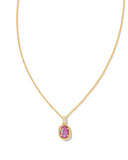 KENDRA SCOTT- Daphne Framed Pendant Necklace Gold Magenta Opal