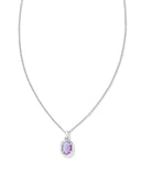 KENDRA SCOTT- Daphne Framed Pendant Necklace Rhodium Lilac Opal