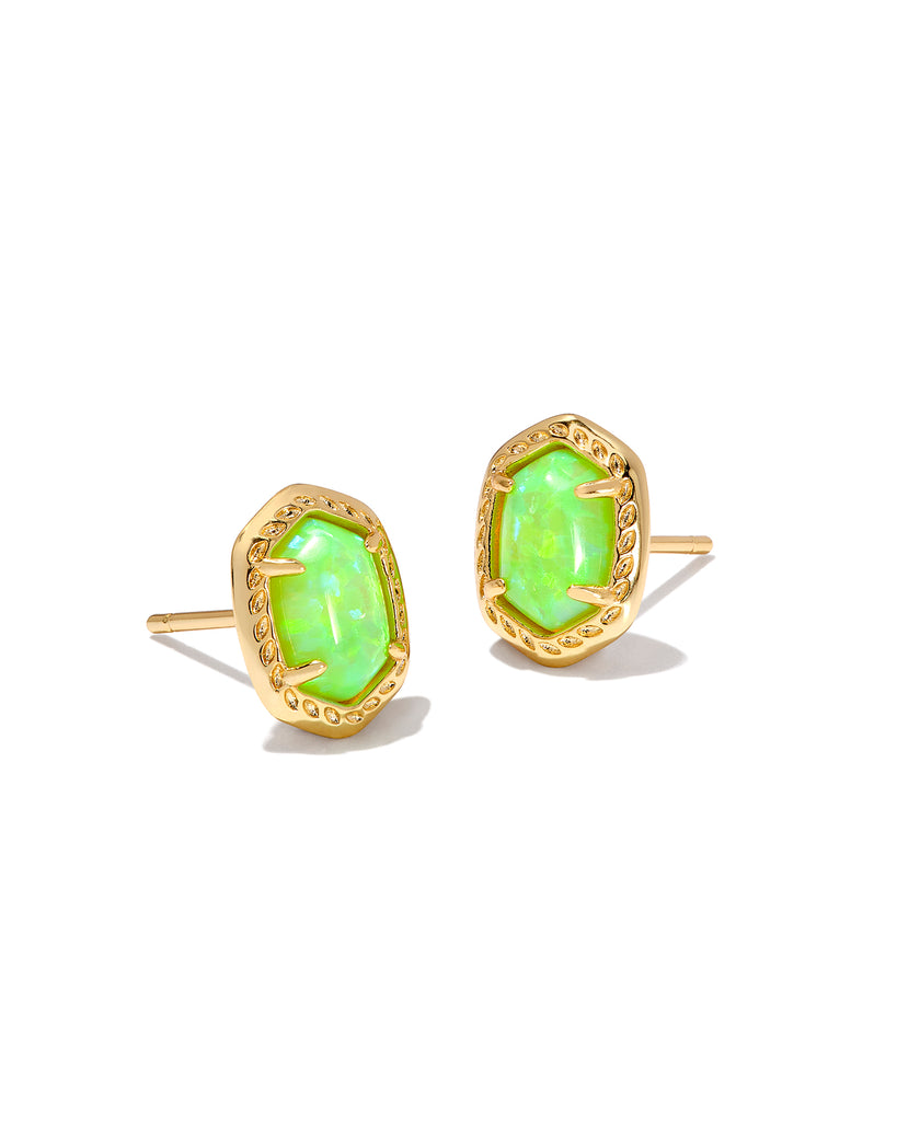 KENDRA SCOTT- Daphne Framed Stud Earrings Gold Bright Green Opal – Luka ...