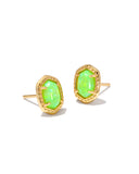 KENDRA SCOTT- Daphne Framed Stud Earrings Gold Bright Green Opal