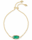 KENDRA SCOTT- Elaina Gold Adjustable Bracelet in Emerald Cats Eye