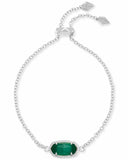 KENDRA SCOTT- Elaina Silver Adjustable Chain Bracelet in Emerald Cats Eye