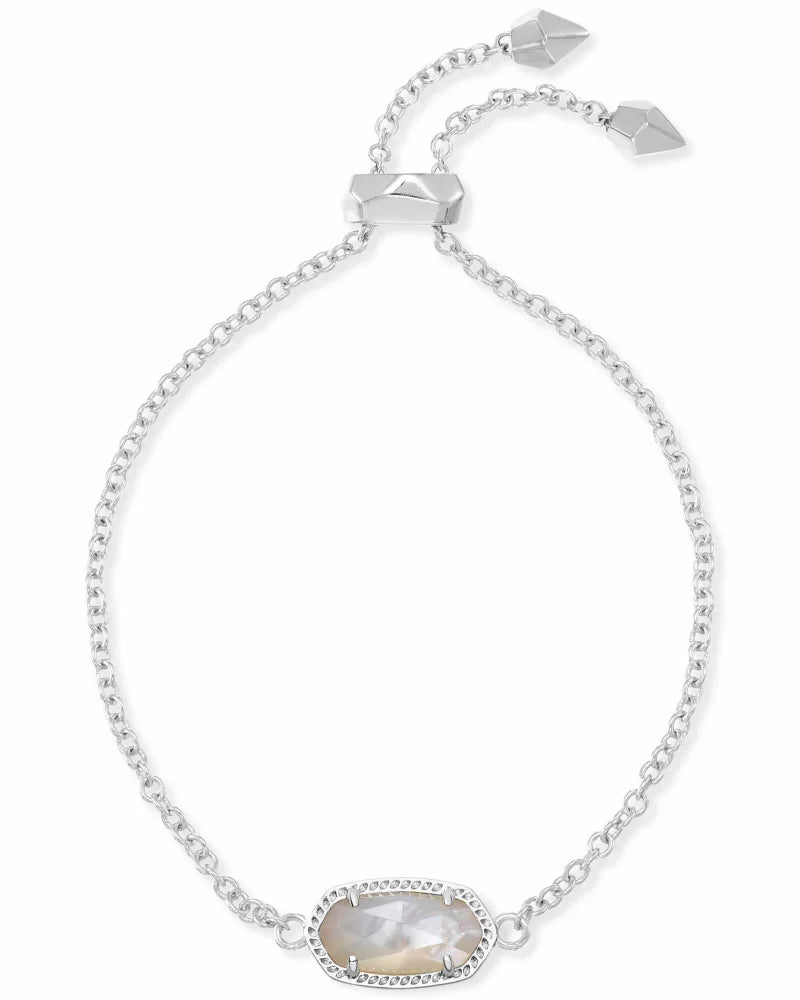 KENDRA SCOTT- Elaina Rhodium Chain Bracelet in Ivory Mother of Pearl