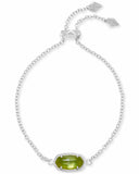 KENDRA SCOTT- Elaina Silver Adjustable Chain Bracelet in Peridot Illusion
