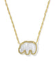KENDRA SCOTT- Elephant Short Pendant Necklace in Gold Light Gray Mother of Pearl