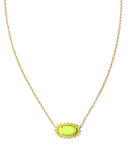 KENDRA SCOTT- Elisa Gold Color Brust Frame Short Pendant Necklace in Chartreuse Magnesite