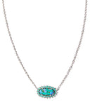 KENDRA SCOTT- Elisa Rhodium Color Burst Frame Short Pendant Necklace in Bronze Veined Aqua Magnesite
