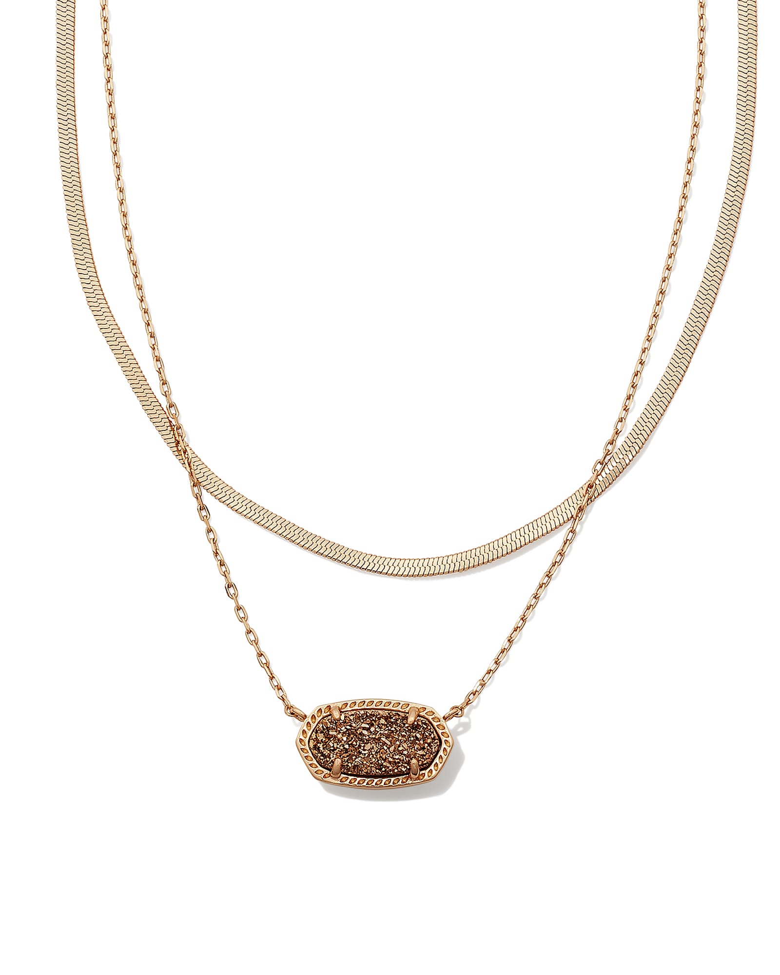 KENDRA SCOTT- Elisa Herringbone Rose Gold Multi Strand Necklace in Rose Gold Drusy