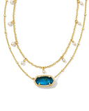 KENDRA SCOTT- Elisa Pearl Multi Strand Necklace Gold/Teal Abalone