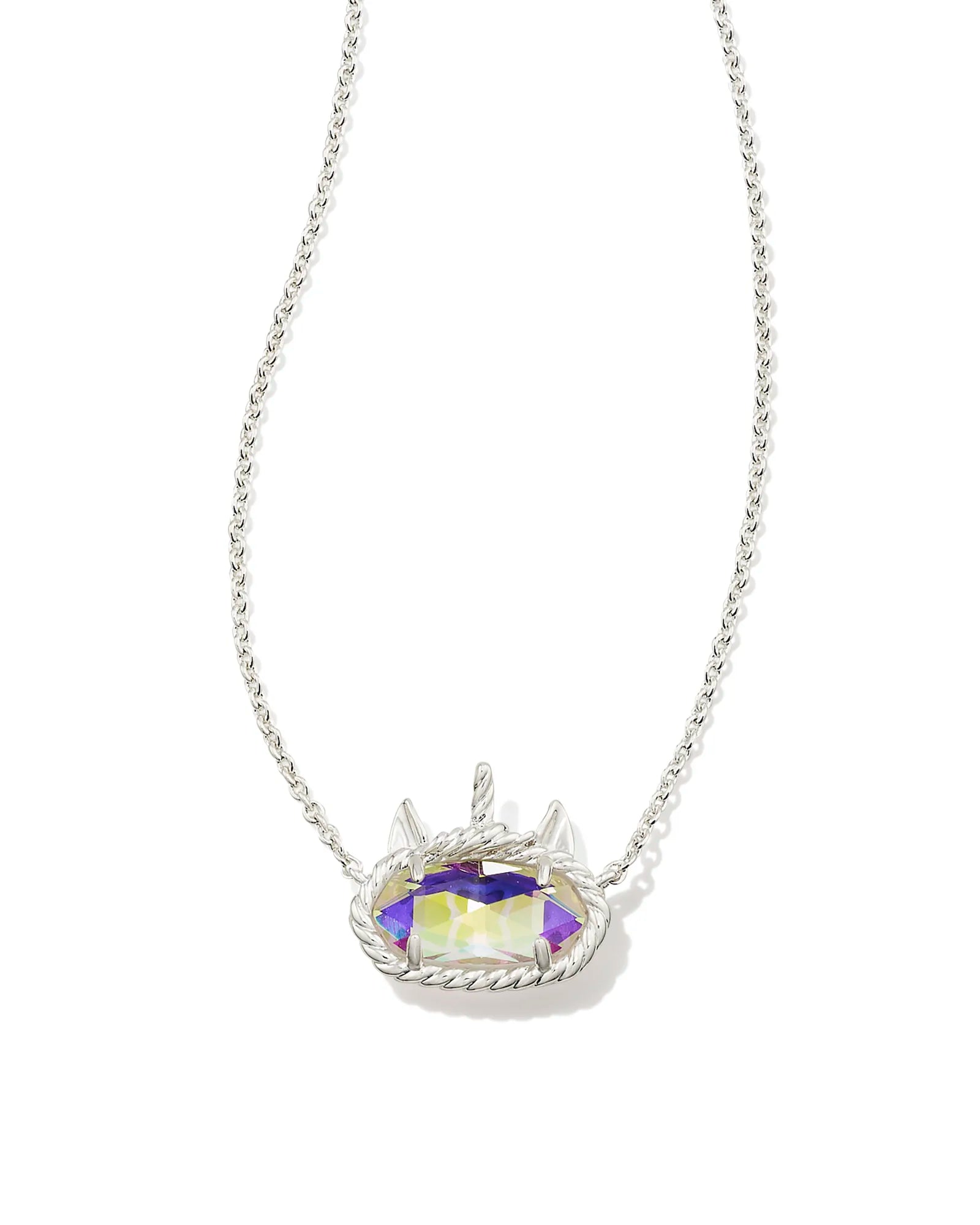 KENDRA SCOTT- Elisa Unicorn Bright Silver Short Necklace Dichroic Glass