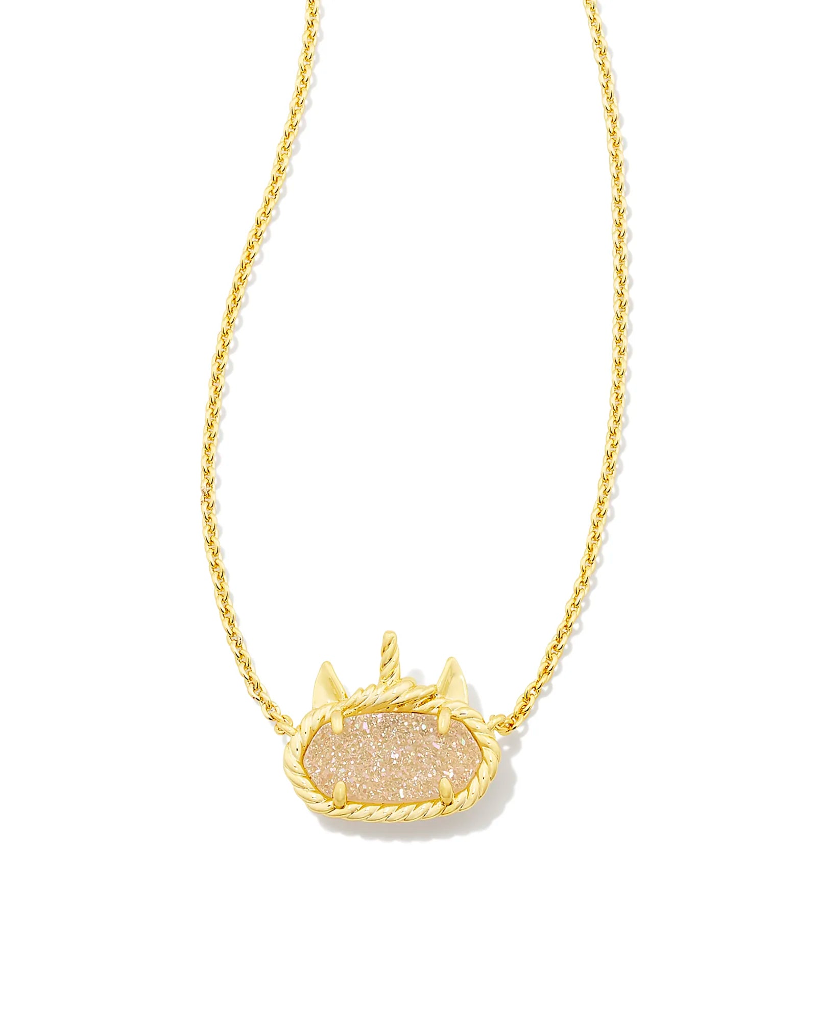 KENDRA SCOTT- Elisa Unicorn Gold Short Pendant Necklace in Iridescent Drusy