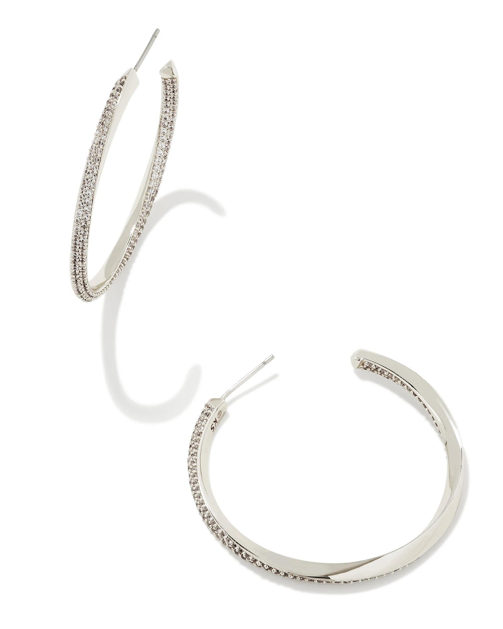 KENDRA SCOTT- Ella Silver Hoop Earrings in White Crystal