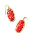 KENDRA SCOTT- Elle Earring Gold Bronze Veined Red Fuchsia