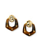 KENDRA SCOTT- Embry Open Frame Earring in Gold Dark Brown Hawks Eye