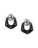 KENDRA SCOTT- Embry Open Frame Earring in Rhodium Dark Brown Hawks Eye