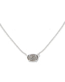 KENDRA SCOTT- Emilie Rhodium Short Pendant Necklace in Platinum Drusy