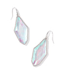 KENDRA SCOTT- Evelyn Rhodium Drop Earrings in Rock Crystal Dichroic Glass
