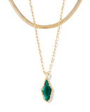 KENDRA SCOTT- Evelyn Gold Multi Strand Necklace in Dark Green Mother of Pearl