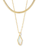 KENDRA SCOTT- Evelyn Gold Multi Strand Necklace in Rock Crystal Dichroic Glass