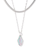 KENDRA SCOTT- Evelyn Rhodium Multi Strand Necklace in Rock Crystal Dichroic Glass