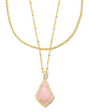 KENDRA SCOTT- Faceted Alex Convertible Necklace Gold Rose Quartz
