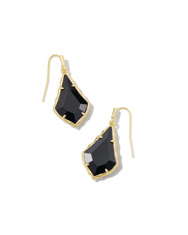 KENDRA SCOTT- Small Faceted Alex Gold Drop Earrings in Black