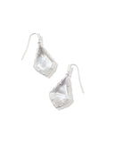 KENDRA SCOTT- Small Faceted Alex Rhodium Drop Earrings in Ivory Illusion
