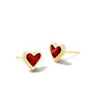 KENDRA SCOTT- Framed Ari Heard Gold Stud Earrings in Red Opal Resin