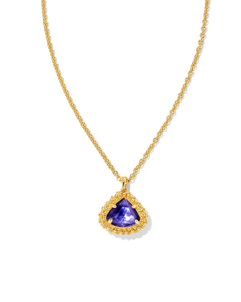 KENDRA SCOTT- Framed Kendall Short Pendant Necklace Gold/Dark Lavender Illusion