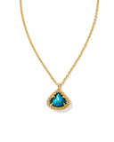 KENDRA SCOTT- Framed Kendall Short Pendant Necklace Gold/Teal Abalone