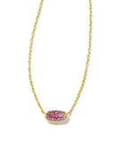 KENDRA SCOTT- Grayson Gold Crystal Pendant Necklace in Pink Ombre