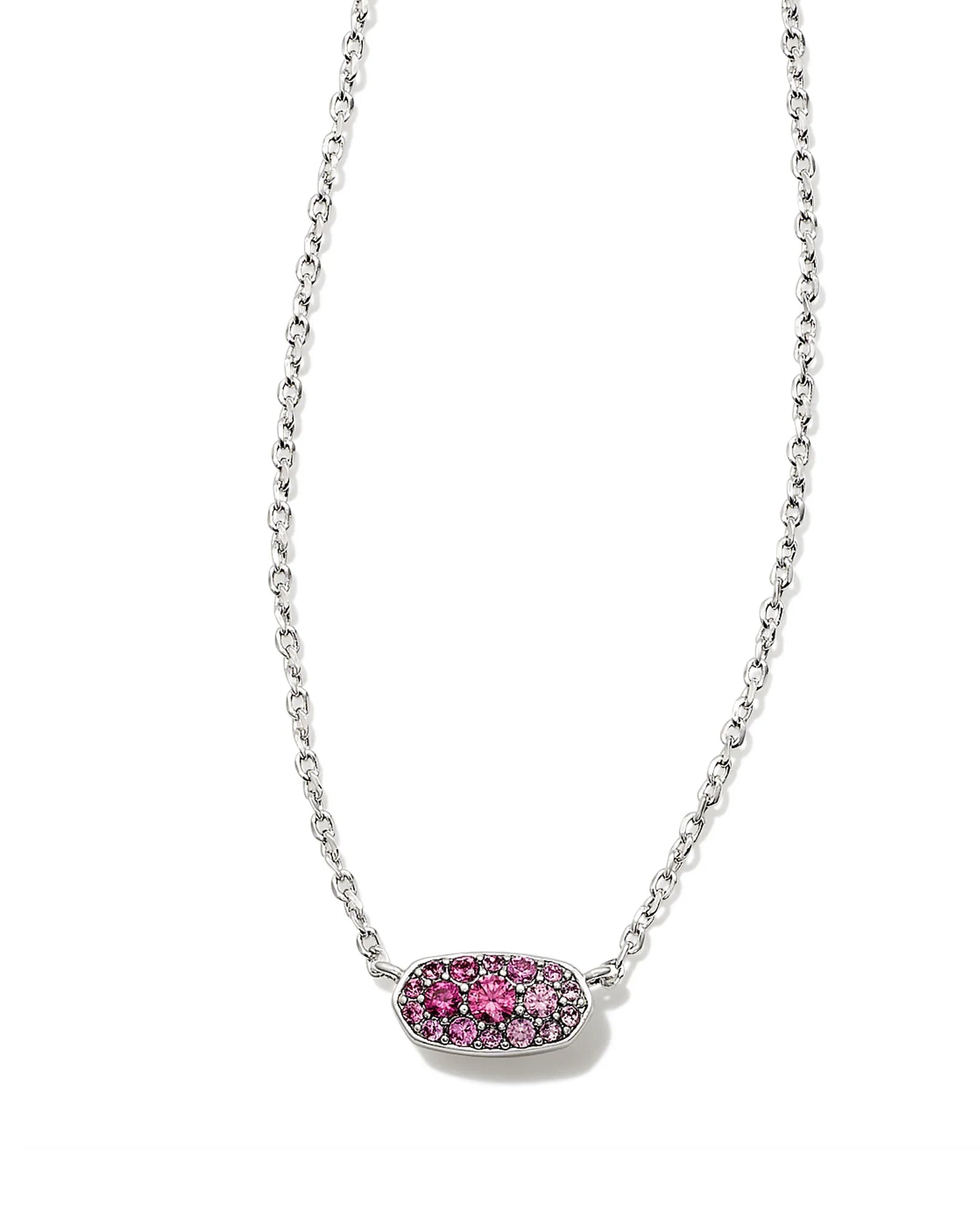 KENDRA SCOTT- Grayson Silver Crystal Pendant Necklace in Pink Ombre