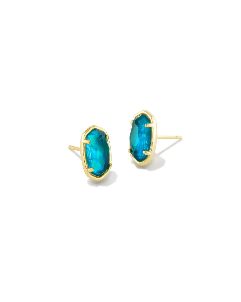 KENDRA SCOTT- Grayson Stud Earrings Gold/Teal Abalone