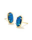 KENDRA SCOTT- Grayson Gold Stone Stud Earrings in Cobalt Blue Opal