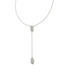 KENDRA SCOTT- Grayson Silver Y Necklace in White Crystal