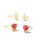 KENDRA SCOTT- Greta Stud Earring Set Gold Magenta Illusion