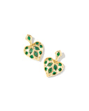 KENDRA SCOTT- Holland Gold Heart Drop Earrings in Green Crystal