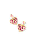 KENDRA SCOTT- Holland Gold Heart Drop Earrings in Pink Crystal