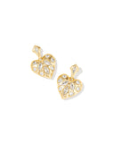 KENDRA SCOTT- Holland Gold Heart Drop Earrings in White Crystal