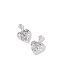 KENDRA SCOTT- Holland Rhodium Heart Drop Earrings in White Crystal