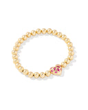 KENDRA SCOTT- Holland Gold Heart Stretch Bracelet in Pink Crystal