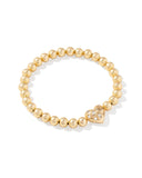 KENDRA SCOTT- Holland Gold Heart Stretch Bracelet in White Crystal