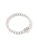 KENDRA SCOTT- Holland Rhodium Heart Stretch Bracelet in White Crystal