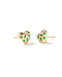 KENDRA SCOTT- Holland Gold Heart Stud Earrings in Green Crystal