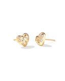 KENDRA SCOTT- Holland Heart Gold Stud Earrings in White Crystal