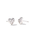 KENDRA SCOTT- Holland Rhodium Heart Stud Earrings in White Crystal